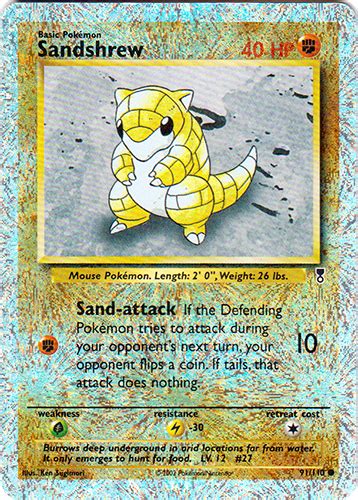 A zapdos card has a different name from a zapdos card because zapdos is a team galactic's pokémon and the is part of the name. Covetly: Pokemon Cards: Legendary Collection: Sandshrew (Common) #91