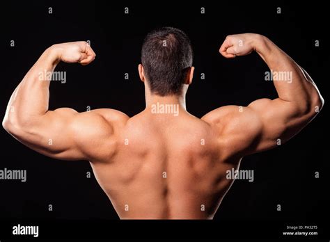 Mens Rear Double Biceps Pose Stock Photo Alamy