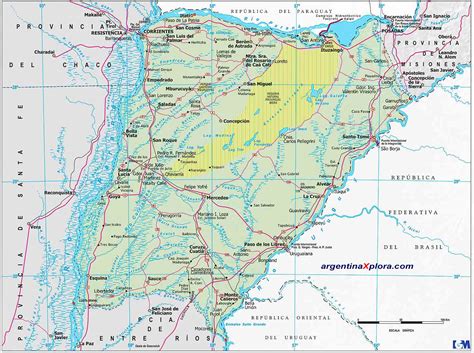 Mapa De Rutas Y Localidades De La Provincia De Corrientes Argentina