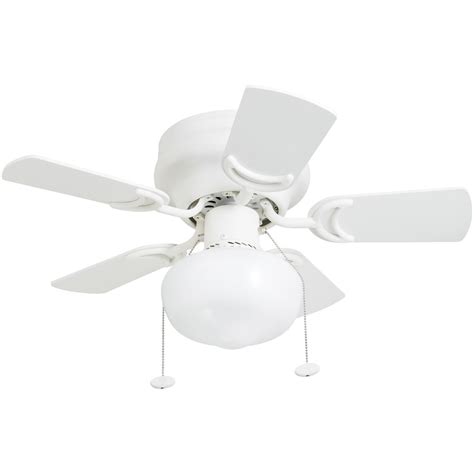 28 In White Led Indoor Flush Mount Ceiling Fan With Light Kit 5 Blade