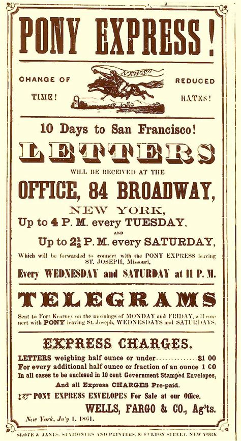 Pony Express Advertisement 1861 Rvintageads