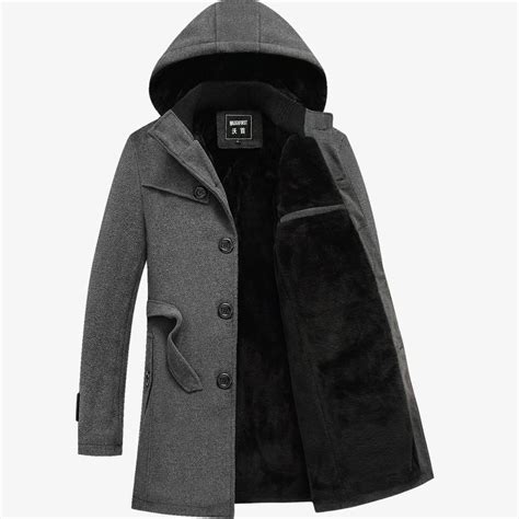 Plus Size Trench Hooded Coat Jacket For Male 2017 Long Winter Coats Men
