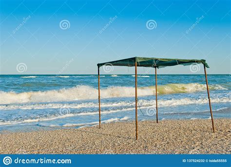 Awning Gazebo Canopy Made Of Cloth And Metal Against The