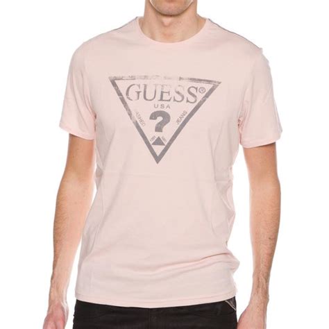 Tshirt Guess Faded Triangle Pink Rose Rose Achat Vente T Shirt