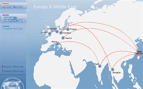 China Airlines Route Map Europe