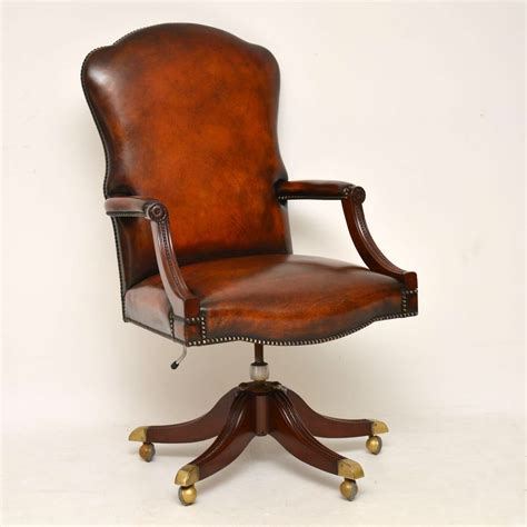 Executive office chair adjustable comfy computer chair swivel desk rotary mesh chair. Antique Leather & Mahogany Swivel Desk Chair - Marylebone ...
