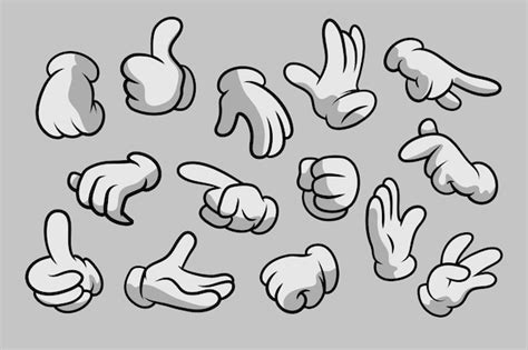 Premium Vector Retro Cartoon Gloved Hands Gestures Cartoon Hands With