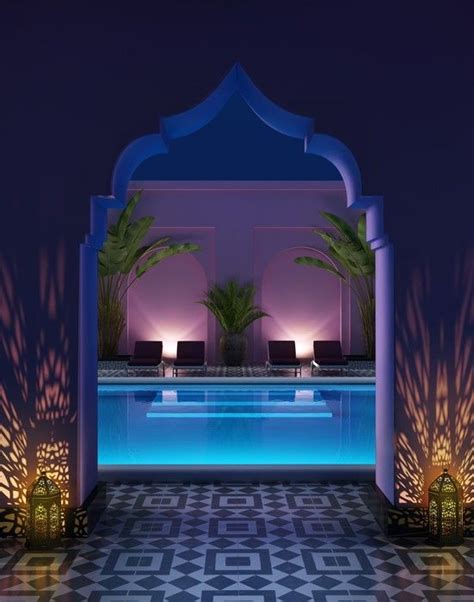 Moroccan Riad Courtyard With A Swimming Pool Canvas Print Pixers