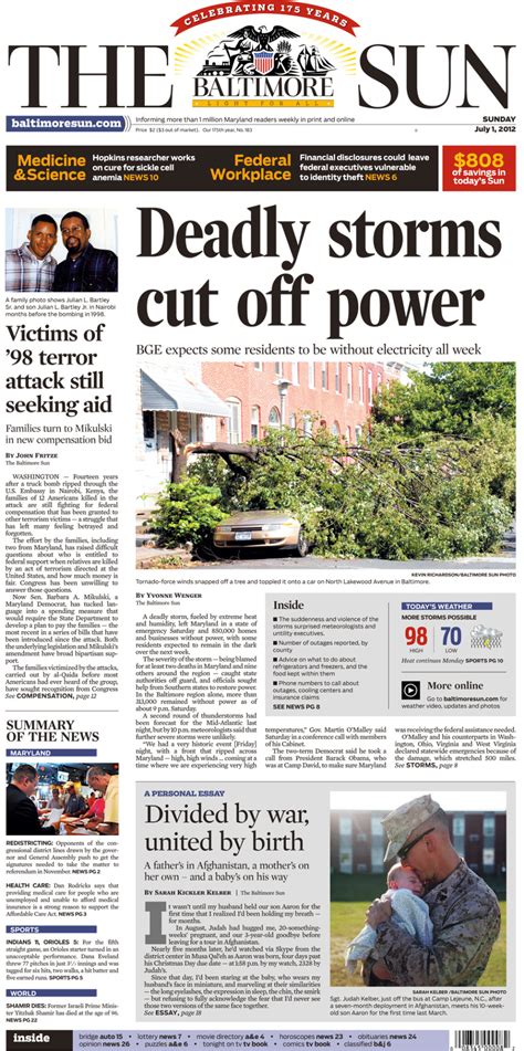 Baltimore Sun Front Page