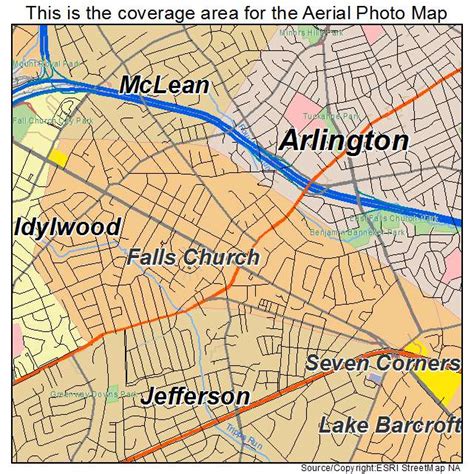 Aerial Photography Map Of Falls Church Va Virginia