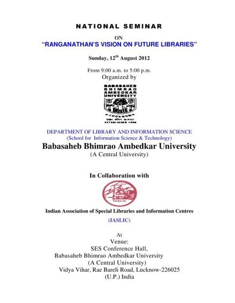 Bbau Lucknow Babasaheb Bhimrao Ambedkar University