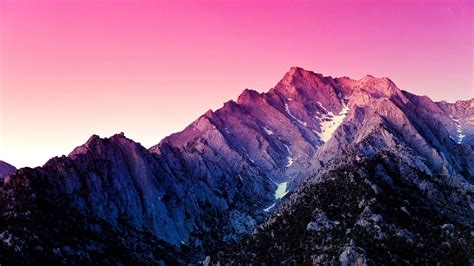 Pink Sky Above The Mountains Hd Wallpaper