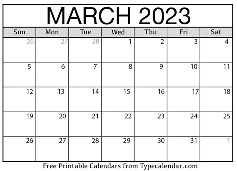 March 2023 Calendars Apache Openoffice Templates