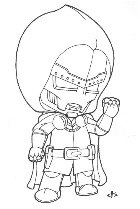 Fantastic (reed richards) is a scientific genius and the leader of the group who can stretch his body. Little Doctor Doom (lines) by josh308 on DeviantArt