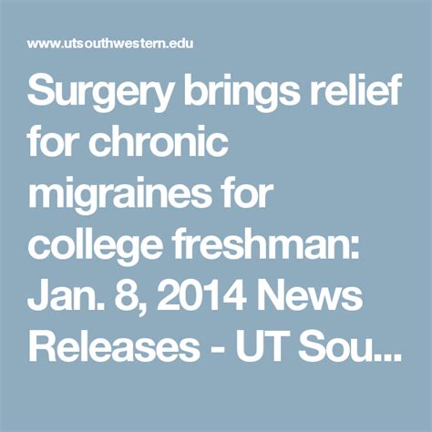 Surgery Brings Relief For Chronic Migraines For College Freshman Jan