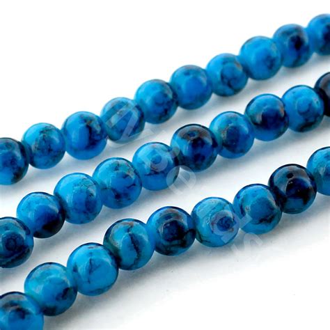 Marble Glass Beads Round 6mm Turquoise Craft Hobby And Jewellery