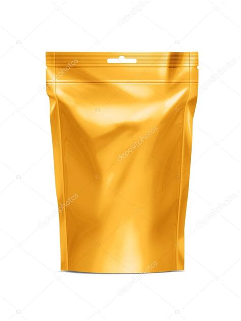 Golden Blank Doy Pack Doypack Foil Food Or Drink Bag Packaging With