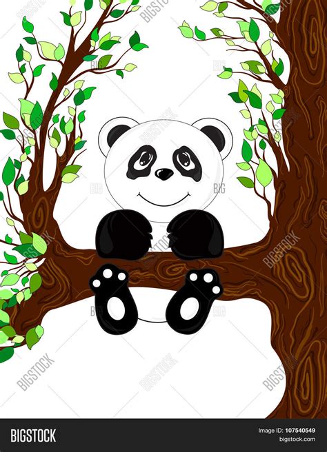 Panda On Tree Vector Vector And Photo Free Trial Bigstock