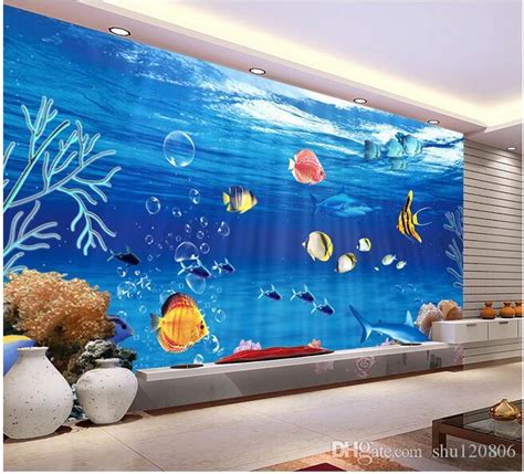 3d Room Wallpaper Custom Photo Mural Marine World Small Fish Coral