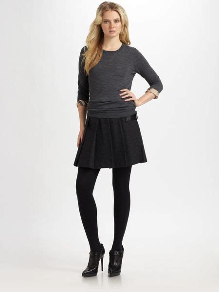 Burberry Brit Pleated Wool Skirt In Black Lyst