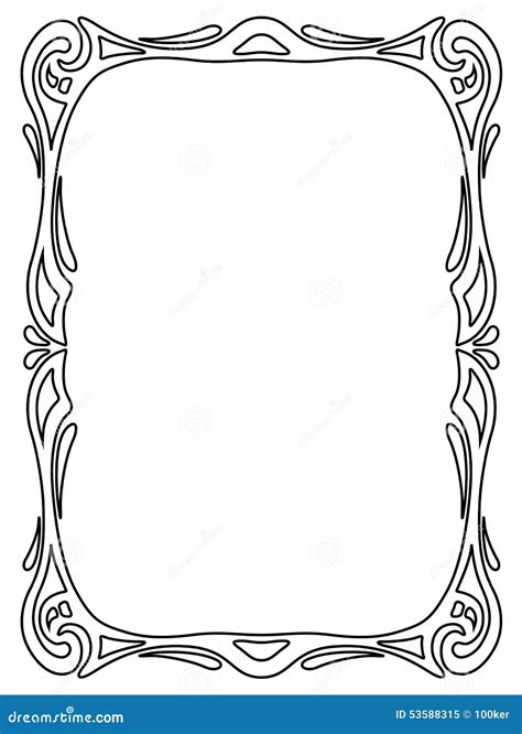 Art Nouveau Black Ornamental Decorative Frame Stock Vector Image