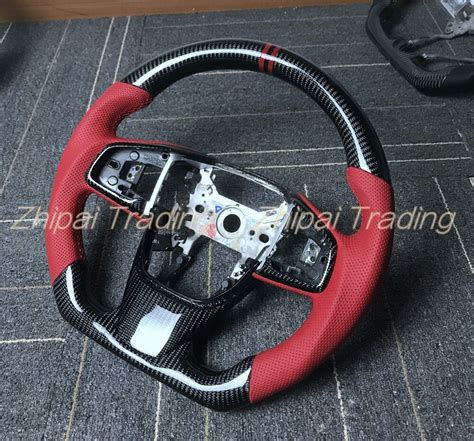 Customized Red And Black Carbon Fiber Steering Wheel For Honda 10th Gen