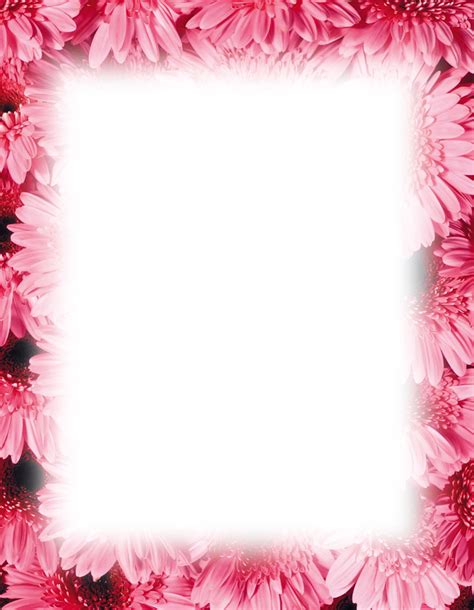 Bright Summer Flowers Border Free Floral Stationary Background For