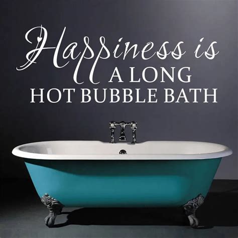 And Happiness Is A Long Hot Bubble Bath Quotes Wall Stickers Bathroom Home Decor 3d Vinyl