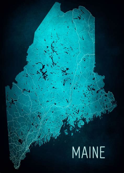 Maine State Map Poster By The Trackless Road Displate
