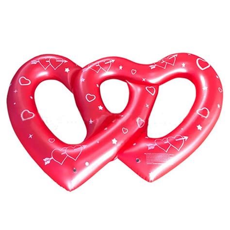 Lovely Sweet Heart Swimming Ring Double Heart Inflatable Pool Float