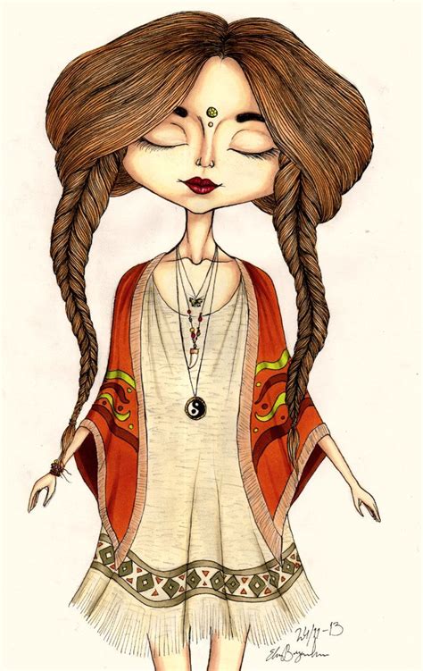 Bohemian Girl By Ebbabir Hippie Art Bohemian Drawing Bohemian Art