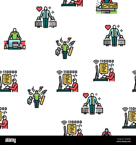 Small Business Worker Occupation Vector Seamless Pattern Stock Vector