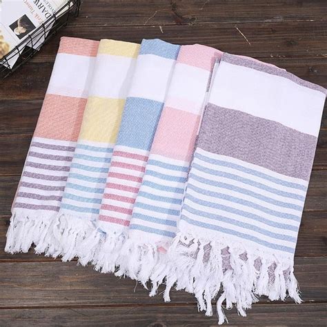 Enipate Turkish Beach Towels Cotton Stripes Thin Bath Towel Travel Camping Shawl Sunscreen