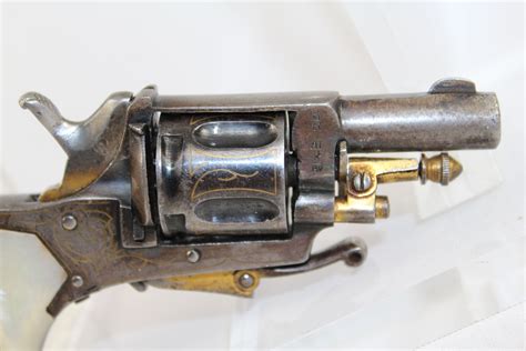 European Belgian Liege Revolver Gold Inlaid Antique Firearms 007