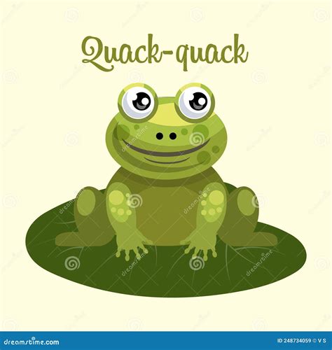 Illustration Cute Smiling Frog On A Water Lily Leaf Print Children S