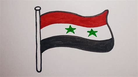 رسم سهل رسم علم سوريا بطريقة سهلة للمبتدئين رسم وتلوين علم سوريا Youtube