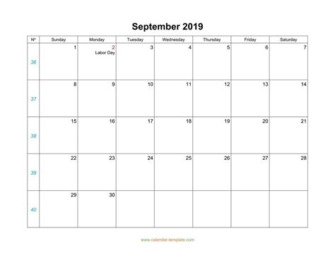 Blank September Calendar Monday Start Example Calendar Printable