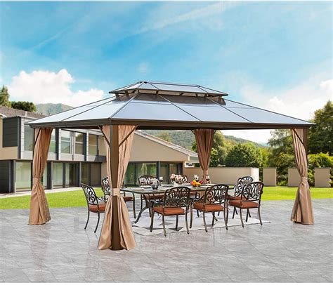 Erommy12x16 Outdoor Polycarbonate Double Roof Hardtop Gazebo Canopy