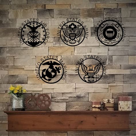 Us Military Branches Emblems Set Of 5 Metal Wall Art Air Etsy