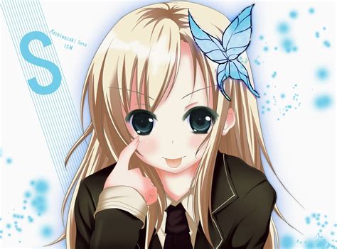 1600x1188 Anime Girl Blonde Butterfly Hair Wallpaper