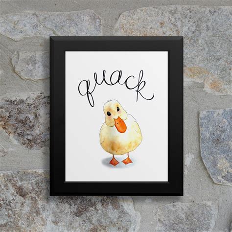 Little Duck Saying Quack Watercolor Pink Animal Kids Room Etsy