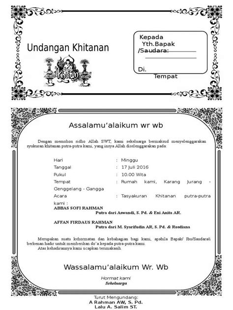 Contoh Surat Undangan Khitanan Dan Aqiqah Invitations Imagesee The