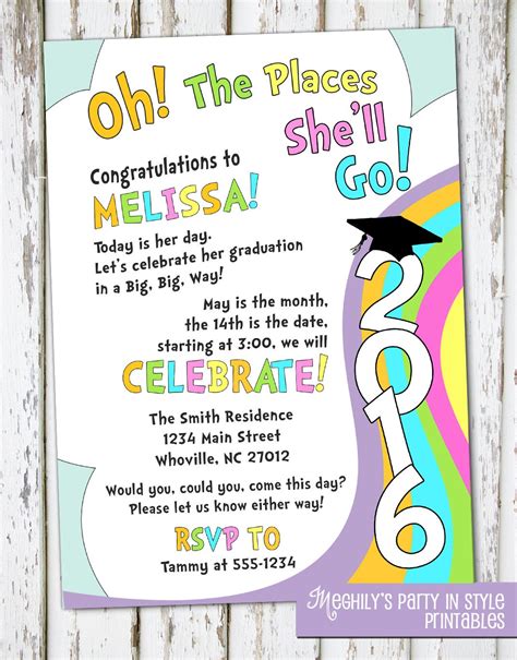Oh The Places You Ll Go Invitation Free Template Nismainfo