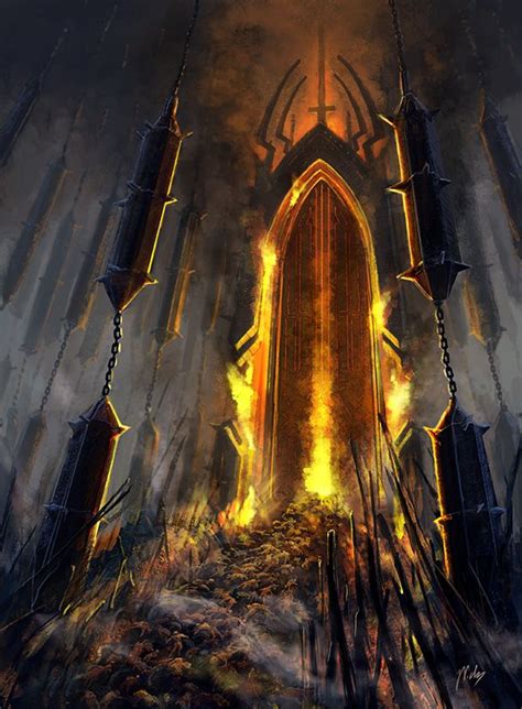 Julian Wicik Illustrator Concept Artist Scenes Gates Of Hell Fantasy Landscape Dark
