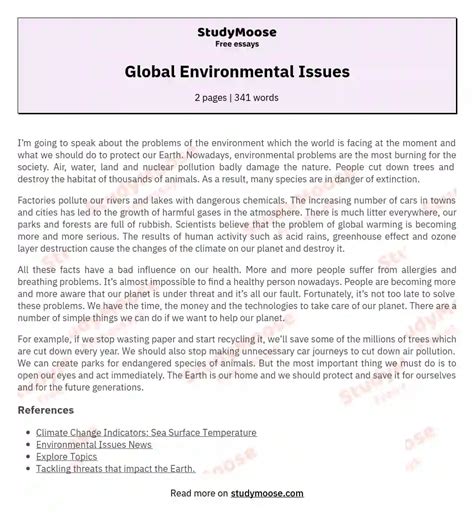 Global Environmental Issues Free Essay Example