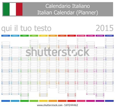 2015 Italian Planner2 Calendar Vertical Months Stock Vector Royalty