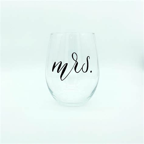 Mr Mrs Stemless Wine Glasses Set Set Of Wedding Etsy