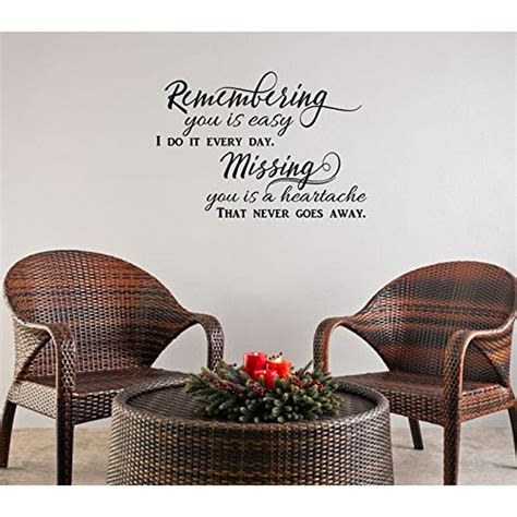 Remembering You Is Easy Vinyl Lettering Quote Wall Decor Art Memorial Decals 23x16 Inch Black