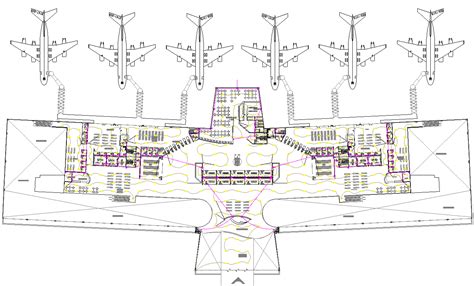 Airport Design View With Plan Elevation And Sectional
