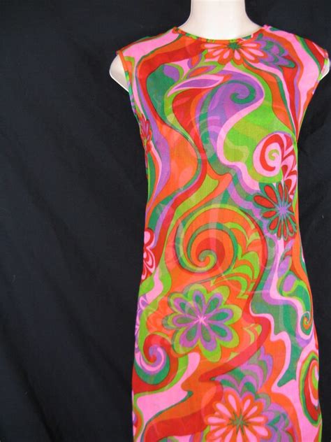 1960 s psychedelic dress mod pink flower power shift